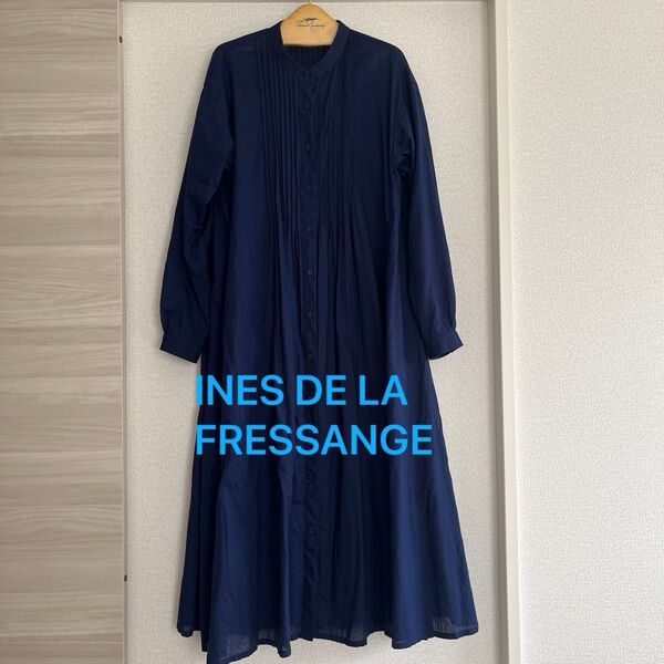 ユニクロ INES DE LA FRESSANGE ピンタックワンピース M ブルー 【used・美品】