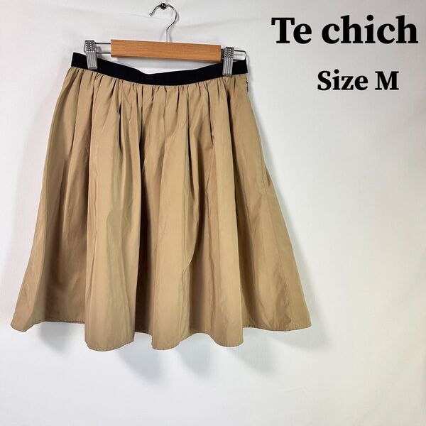 TE chichi テチチ スカート フレア タック ベージュ 膝丈 ウエストゴム 5ad12