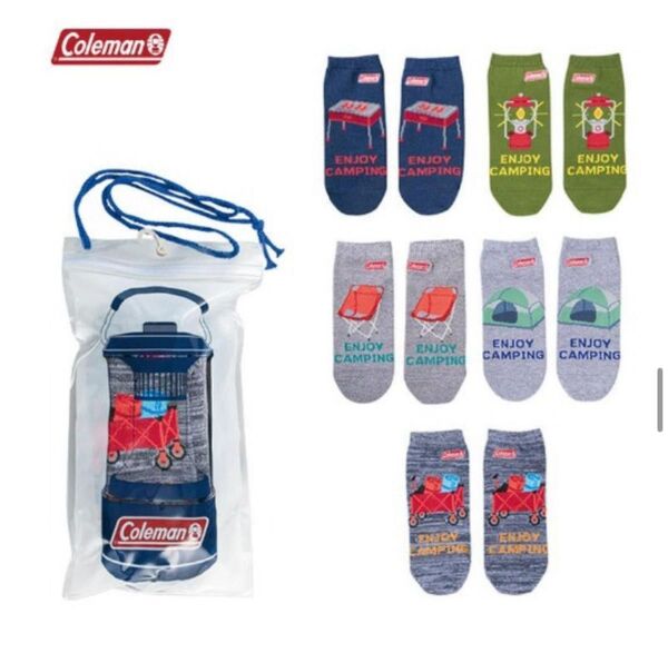 【新品】Coleman メンズ靴下5足セット ランタンバック付き