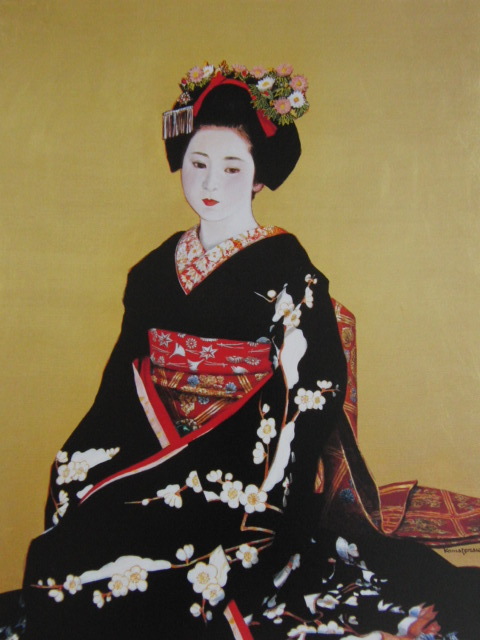 Kunio Komatsuzaki, [Festtagskleidung], Aus einer seltenen Sammlung großformatiger Kunstwerke, Schönheitsprodukte, Japanischer Maler, Neuer Rahmen inklusive, Porto inklusive, Malerei, Ölgemälde, Porträts