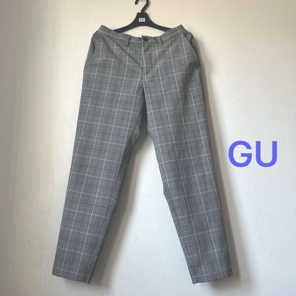 GU ジーユー チェック柄 スラックス イージーアンクルパンツ チェックパンツ グレー系