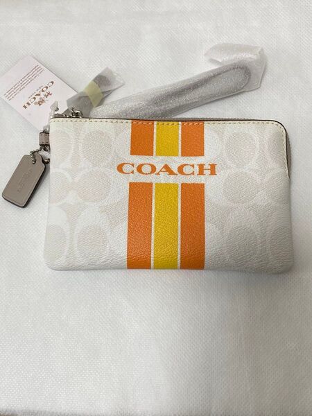 COACH コーチ リストレット ポーチ シグネチャー ストライプ 新品 未使用