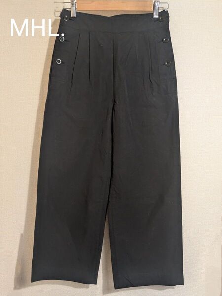 MHL. エムエイチエル タックワイドパンツ 黒 レディース1
