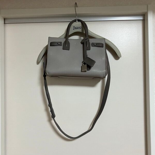 サンローランパリ サックドジュール バイカラースエード×レザー グレー ハンドバッグ ショルダーバッグ 2WAY