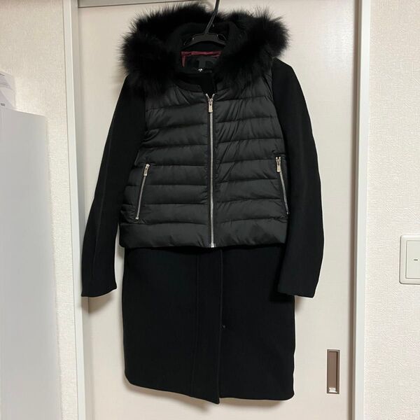 美品DOUBLE STANDARD CLOTHING 切り替えロングダウン 黒
