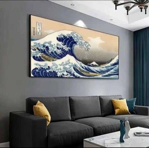 葛飾北斎富嶽三十六景 神奈川沖浪裏 和風画 日本絵画ポスター 浮世絵 油彩絵画 インテリアアートパネル 応接間 装飾画
