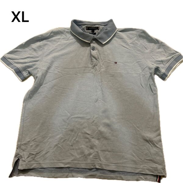 TOMMY HILFIGER トミーヒルフィガー レギュラーフィット ライトブルー ポロシャツ サイズ XL