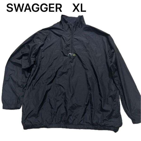 SWAGGERXL スワッガー ハーフジップ ナイロンジャケット ブラック サイズ XL