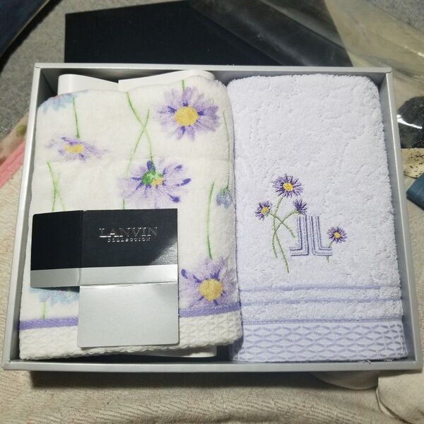 LANVIN 2枚 花柄 ランバン 綿100%