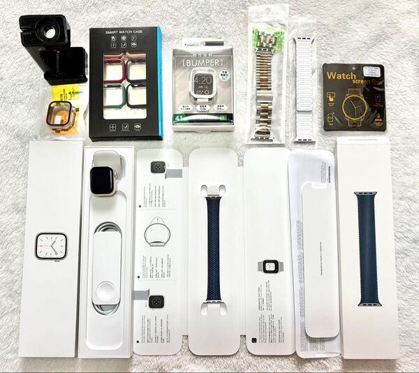 Apple Watch 7 41mm スターライト 本体 ケース バンド フィルム 本体 スタンド ベルト