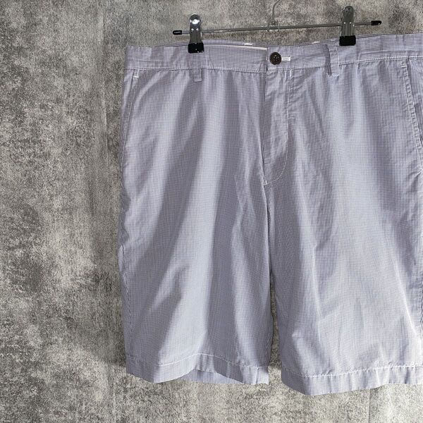UNIQLOユニクロ ギンガムチェックのオシャレショートパンツ ブルー L ショートパンツ ハーフパンツ