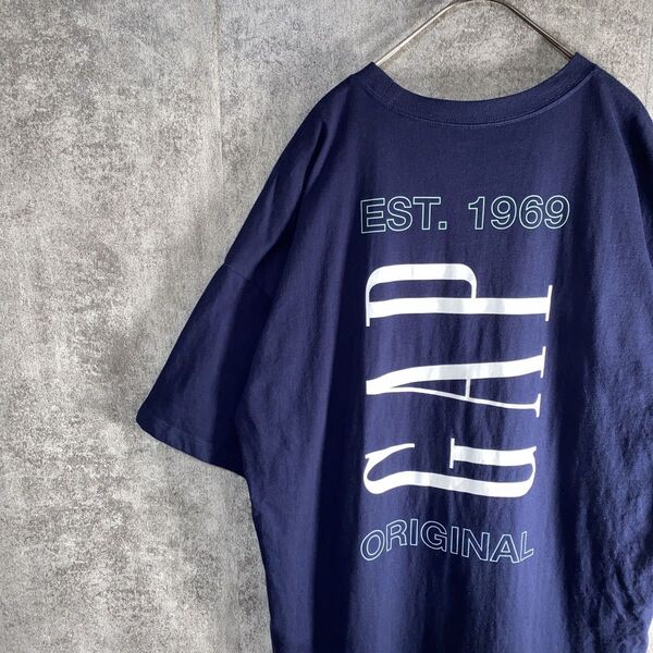 【ユーズド】GAP ギャップ 両面プリント ビッグロゴプリント 半袖Tシャツ Tシャツ M 半袖 メンズ ネイビー ワンポイント
