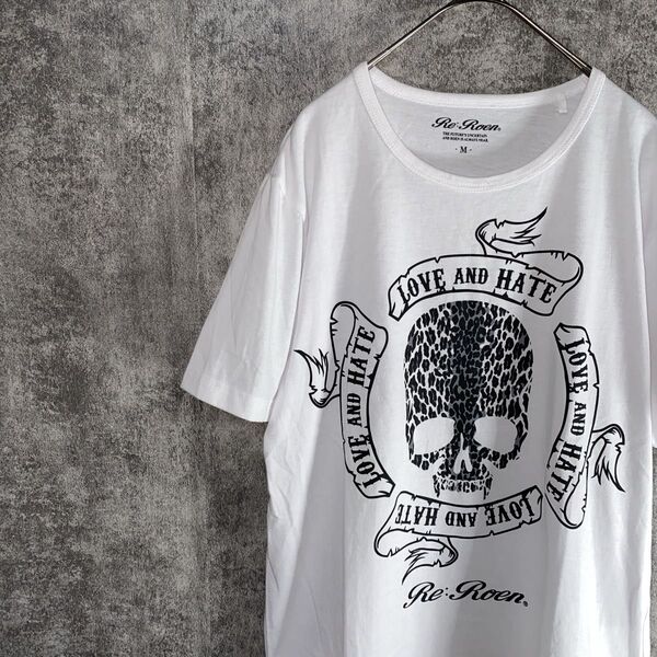 Roen ロエン 半袖Tシャツ カットソー スケルトン Y2K お兄系 ギャル男 Tシャツ プリントTシャツ 半袖 M ホワイト