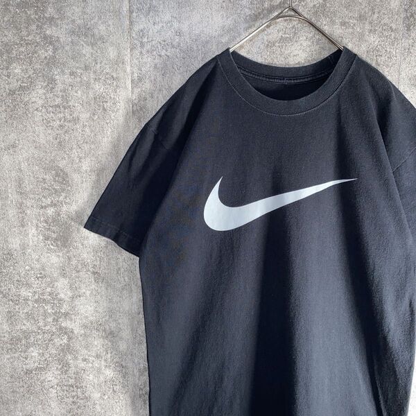 90s NIKE ナイキ 半袖Tシャツ ビッグスウォッシュ ホンジュラス製 黒 Tシャツ 半袖 ブラック
