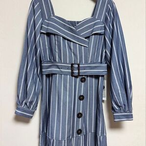 CECIL Mc BEE ベルト付 ストライプ プリーツ ワンピース