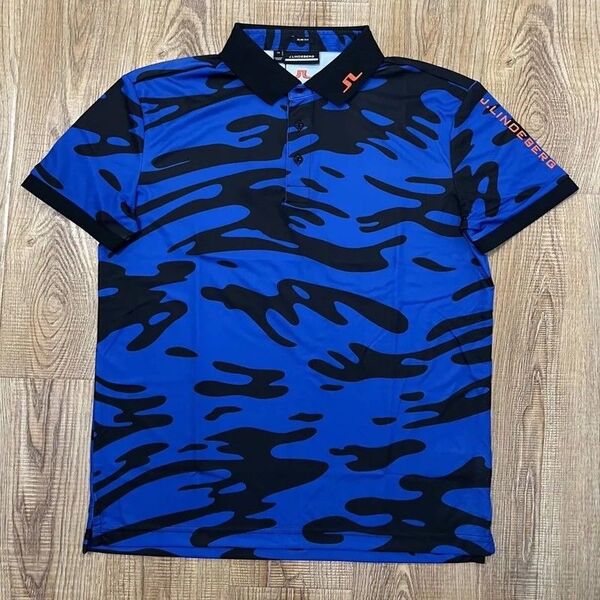 新品 J.LINDEBERG ゴルフ 半袖ポロシャツ ブルー L メンズ ジェイリンドバーグ