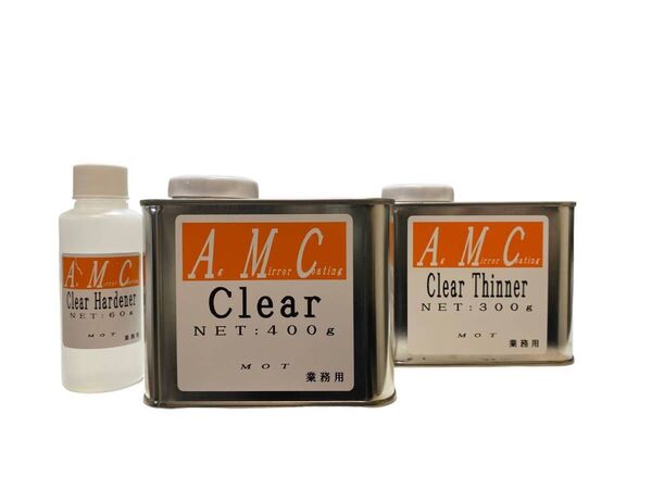 トップクリアー 400gセット AMC メッキ塗料専用(クリアー400g・シンナー300g・ハードナー60g) 送料込み 鈑金塗装