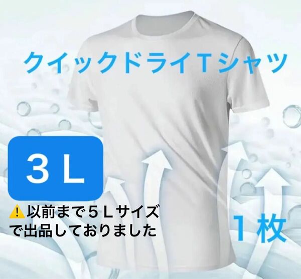 白3Lサイズ1枚【200円OFFクーポンご利用で300円】速乾クイックドライTシャツ スピードドライTシャツ ホワイト XXL