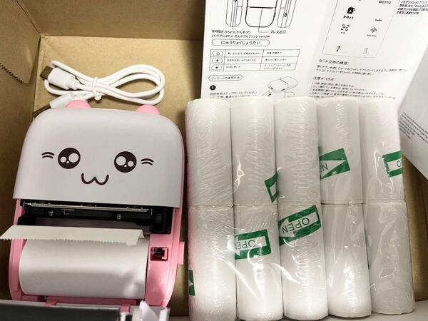 ピンク1台【シールロール10本セット】サーマルプリンター スマホプリンター ハンディープリンター ミニプリンター おもちゃプリンタ