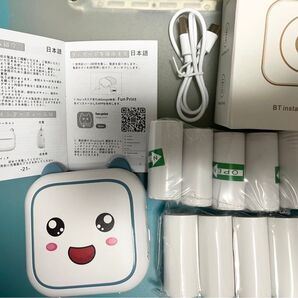 ブルー【通常ロール紙5本+シールロール5本セット】サーマルプリンター スマホプリンター ハンディープリンター 青 ミニプリンター