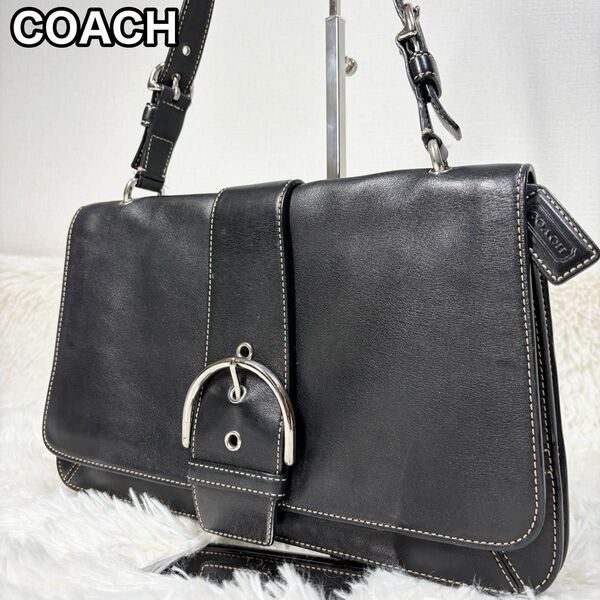 COACH コーチ ソーホー ハンドバッグ シグネチャー 黒 レザー 9741 ブラック 斜め掛け 肩掛け
