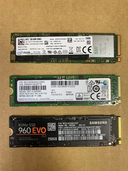 NVMe 256GB 250GB M.2SSD 3枚セット