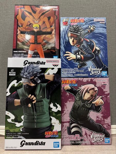NARUTO ナルト疾風伝 うずまきナルト、春野サクラ、うちはオビト、はたけカカシ フィギュア 4点セット
