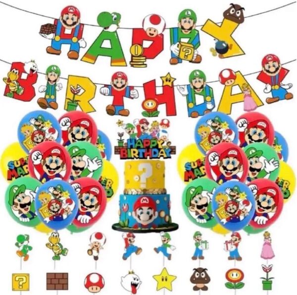 新品 スーパーマリオ お誕生日 ガーランドセット バルーン 風船 飾り マリオ