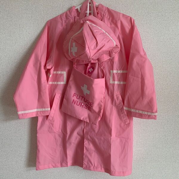 【新品】レインコート キッズ 120cm ピンク 女の子 帽子バッグ付き