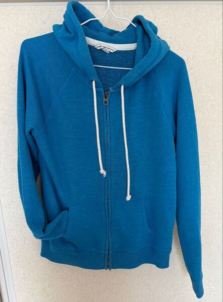 American eagle アメリカンイーグルダメージ加工ジップアップパーカー フーディー ブルー S