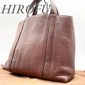 【美品】ヒロフ ハンドバッグ ヴィータ Hロゴ レザー ブラウン