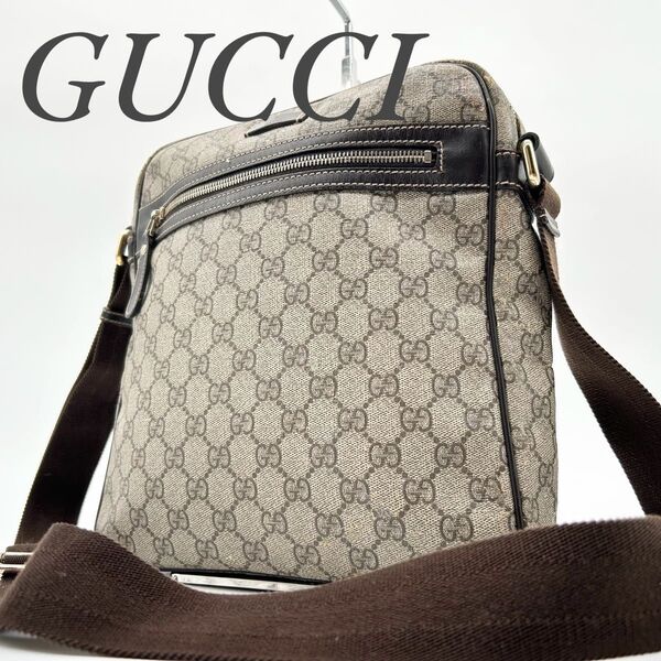GUCCI グッチ ショルダーバッグ 斜め掛け GGスプリーム PVC レザー