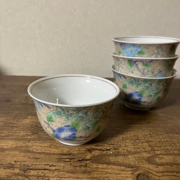 美濃焼 庫山窯(前畑陶器) 花銀彩 煎茶道具 湯呑み茶碗 湯呑み 茶碗 4客 茶器 茶道具 和食器