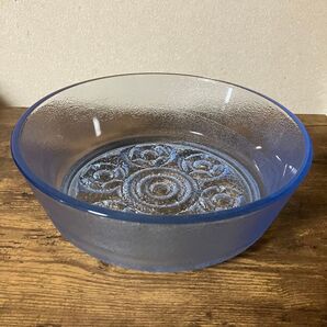 【昭和レトロ/当時物】SOGAガラス?佐々木硝子?ガラス製洗面器 ガラス鉢 ガラスボウル 浮き球入れ【色】青色系