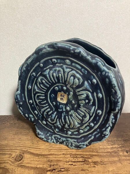 【未使用品】中国 秘色釜造 卓上 壁掛け 2wayフラワーベース 花瓶 花生 状差し レターケース 蚊取り線香