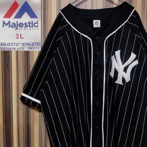 【Majestic】マジェスティック ヤンキース ベースボールシャツ 3L 黒