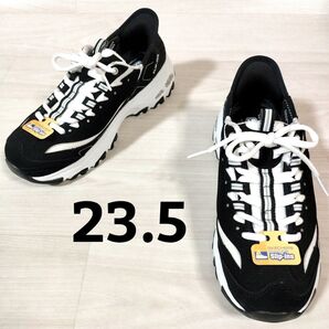 新品【SKECHERS】スケッチャーズ スリップインズ ディーライト 本革 スニーカー 23.5 黒色 白色