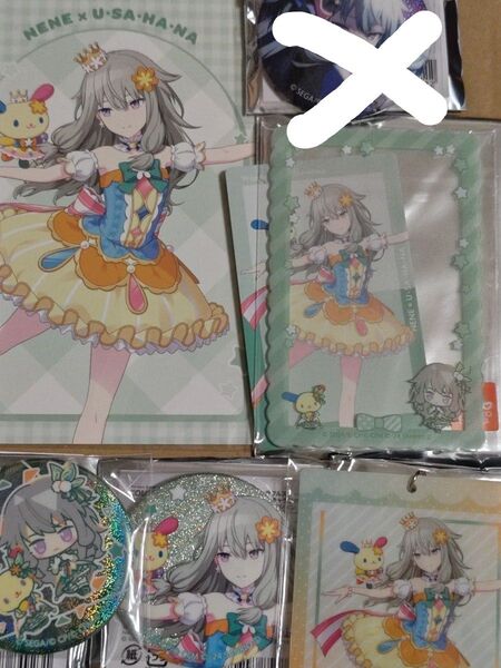 プロセカ 草彅寧々 6点セット サンリオ コラボ グリッター缶バッジ ポストカード ほかプロセカ プロジェクトセカイ 缶バッジ