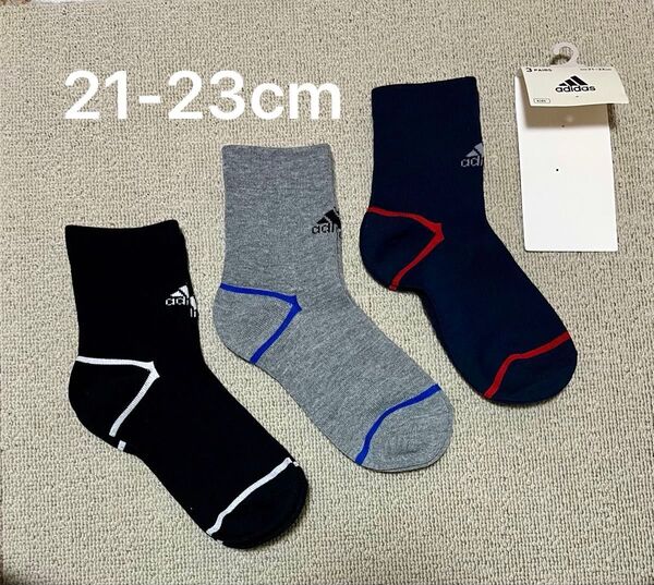 adidas 靴下 21-23cm 3足 アディダス ショートソックス ソックス ジュニア 子供 ロゴ スポーツ
