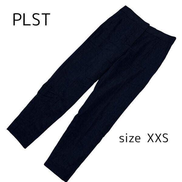 PLST リネンブレンドスティックパンツ ネイビー XXS