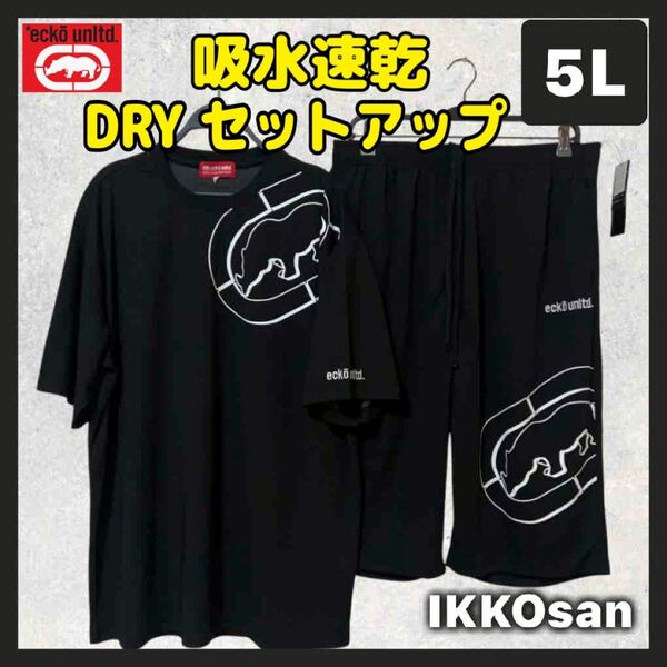 大きいサイズ メンズ 5L エコーアンリミテッド 速乾 Tシャツ ハーフパンツ セットアップ上下 スポーツウェア メッシュ 4XL
