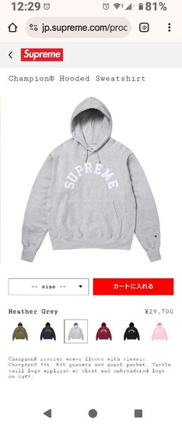 サイズ L supreme Champion Hooded Sweatshirt チャンピオン シュプリーム