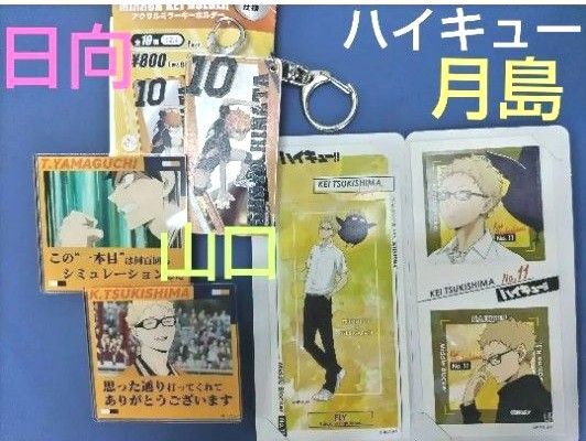 月島蛍 山口忠 日向翔陽 ハイキュー 烏野1年生 アクリルクリップ ステッカー キーホルダー セット