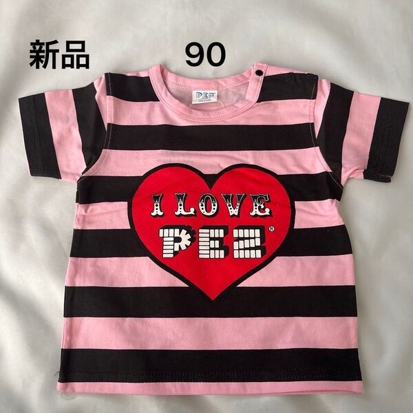 新品 PEZ ボーダーTシャツ 90cm 半袖 ピンク ブラック トップス