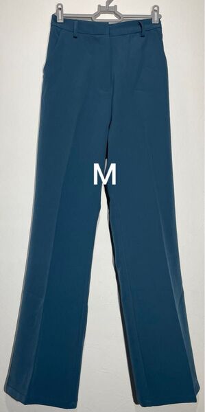 WEGO ハイウエストパンツ Mサイズ ストレート ワイド グリーン 無地 足長効果 美シルエット オフィスカジュアル