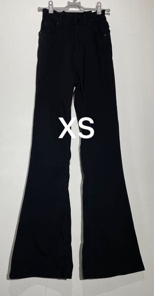GRL フレアパンツ XS(SS)サイズ 黒 無地 足長効果 ブーツカット 美シルエット 春夏 秋冬 ストレッチ