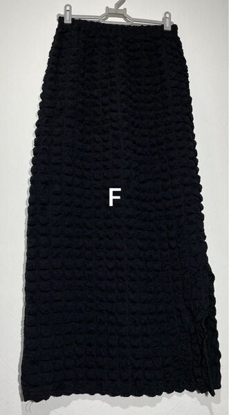 WEGO ロングスカート フリーサイズ S M L F 黒 無地 ワッフル スリット入り ウエストゴム タイト 春夏 秋冬 個性的