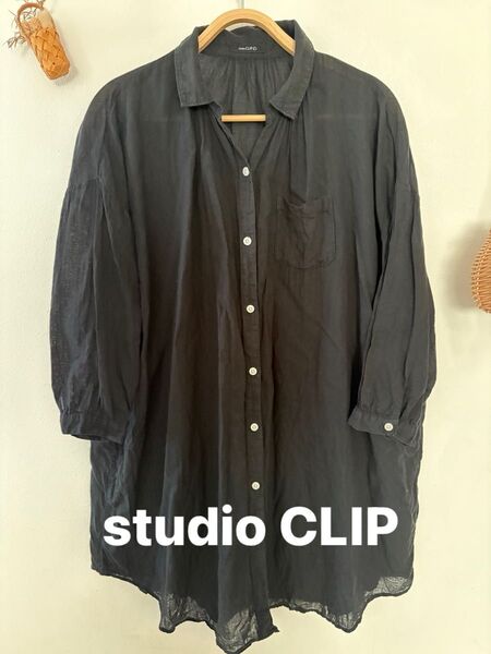 studio CLIP ロングシャツ シャツワンピース チュニック 七分袖
