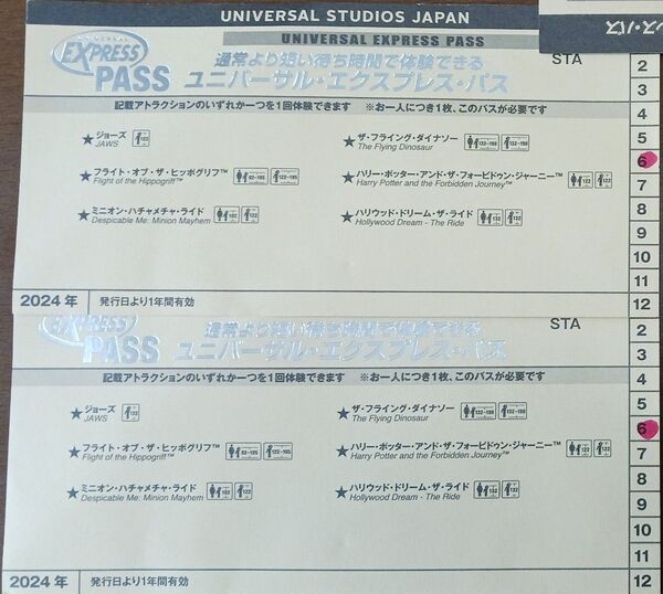 翌日到着!USJ ハリポタエリア入場確約 エクスプレスパス フライングダイナソー ミニオンハチャメチャライドハリドリ 2枚セット