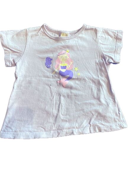 プティマイン 女の子 半袖Tシャツ 人魚柄 パープル系 120